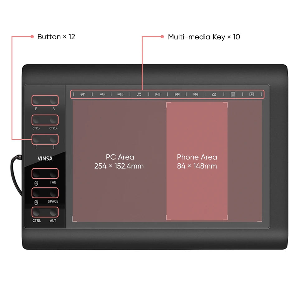 1060Plus Graphic Tablet High Speed With Battery-Free Stylus Digital Art Graphic Tablet