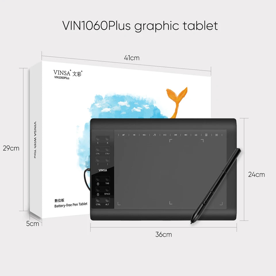 1060Plus Graphic Tablet High Speed With Battery-Free Stylus Digital Art Graphic Tablet